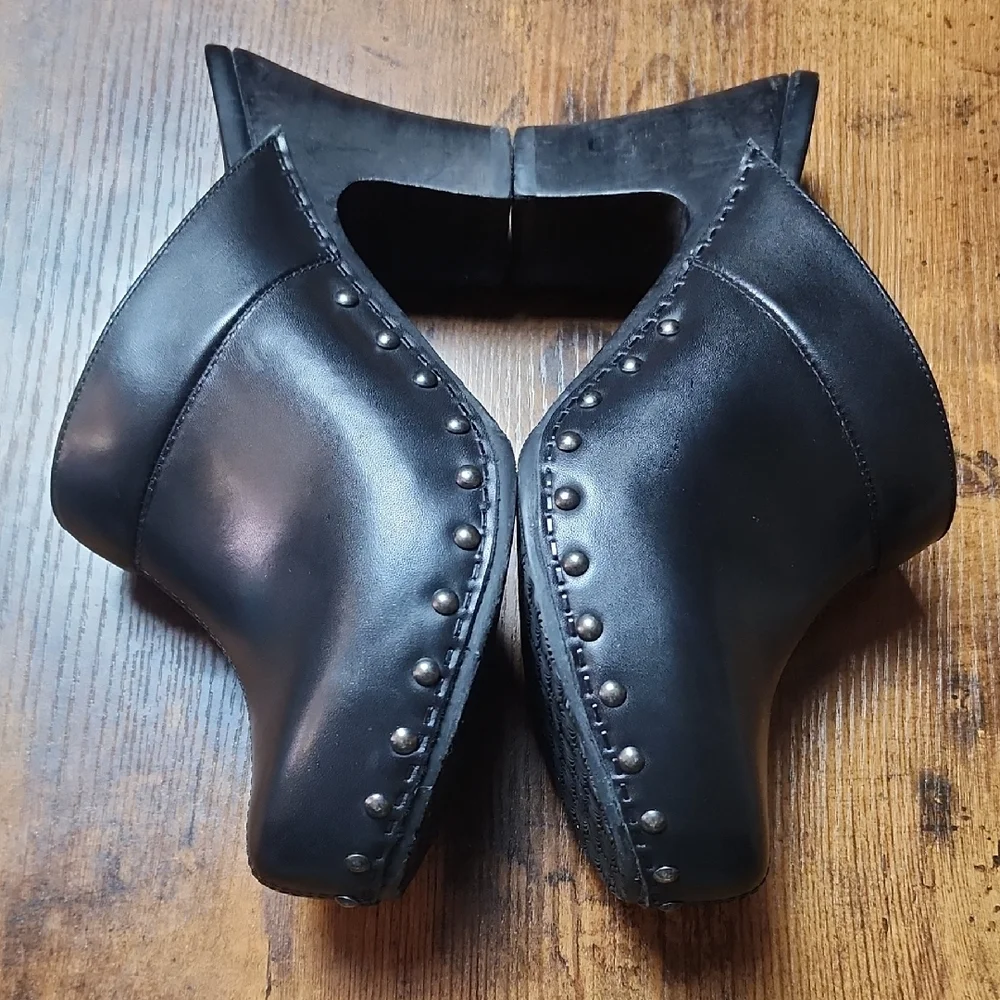DANSKO | Rae Black Leather Heeled Clogs Studded Mules | EU 38 (US 7.5 -8) - Picture 7 of 10